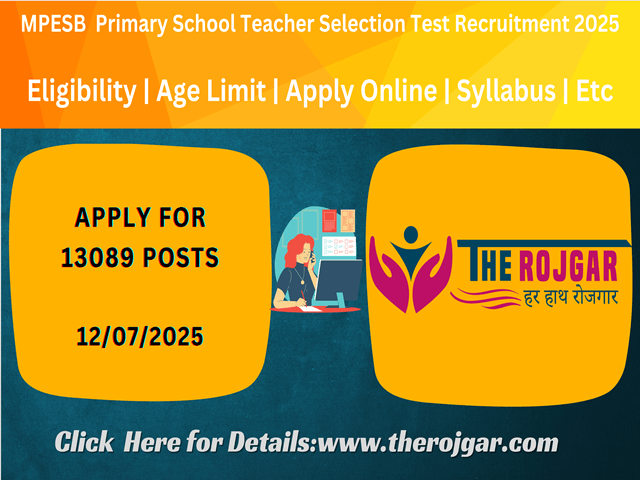 MPESB Middle/ Primary School Teacher 2025 Apply Online for 13,089 Post